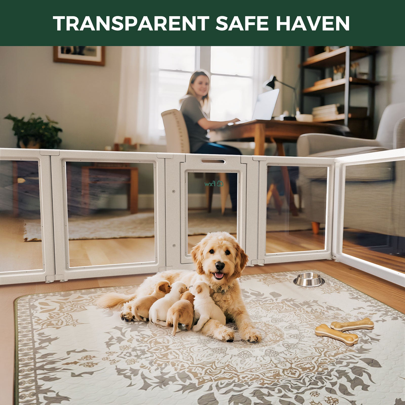 AuraSpace Acrylic Indoor Dog Playpen for Puppies and Small Dogs