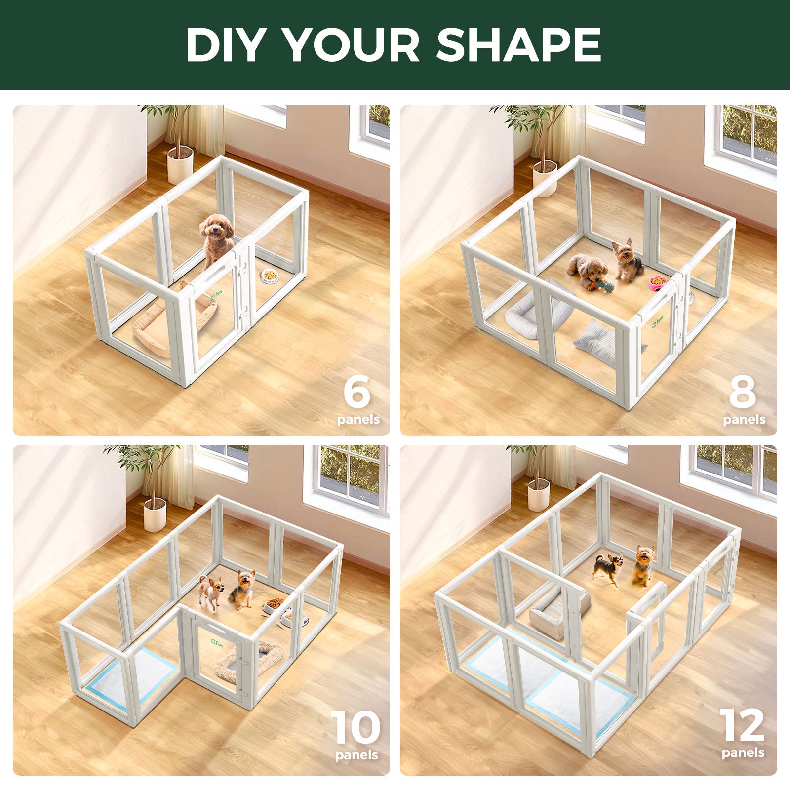 AuraSpace Acrylic Indoor Dog Playpen for Puppies and Small Dogs