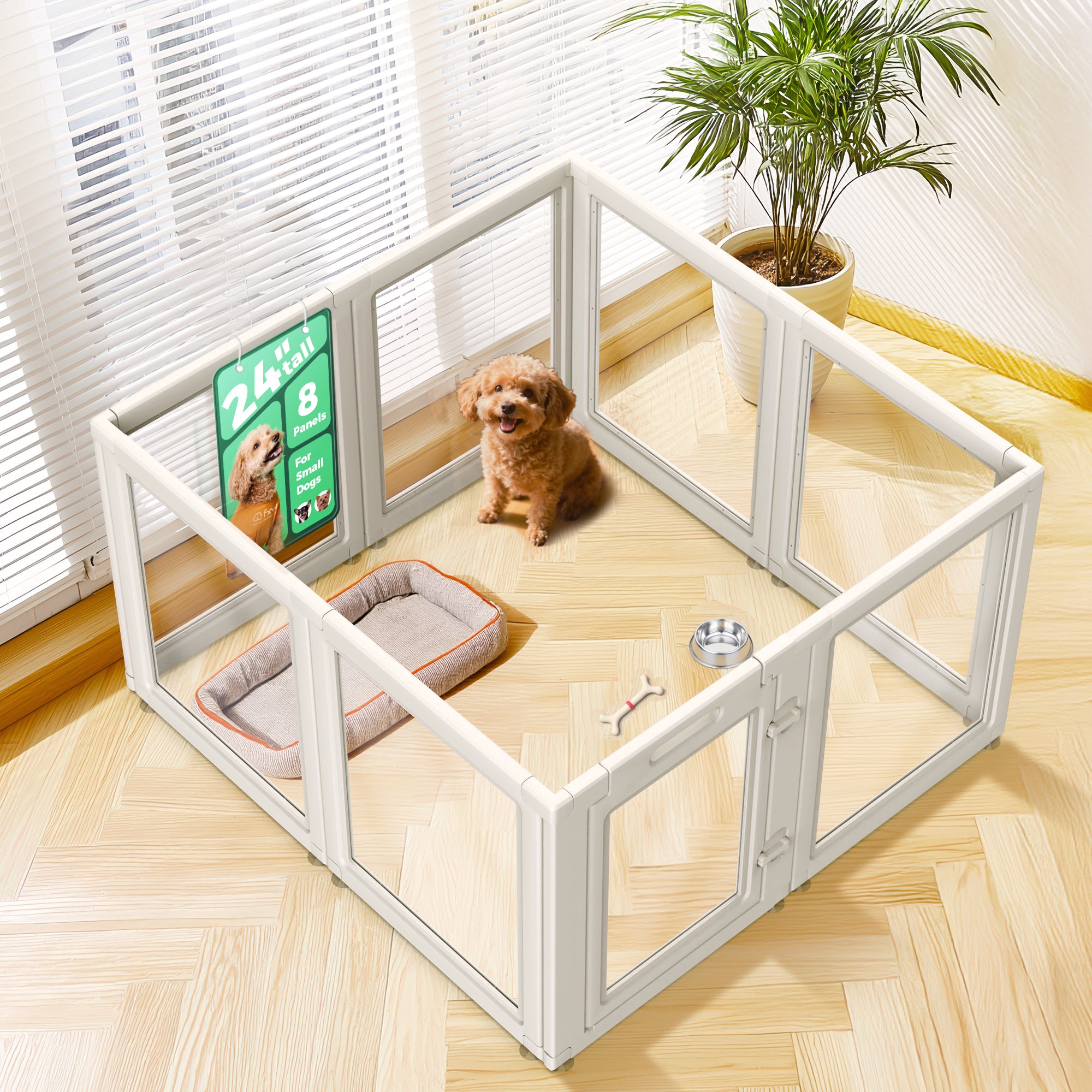 AuraSpace Acrylic Indoor Dog Playpen for Small to Medium Dogs