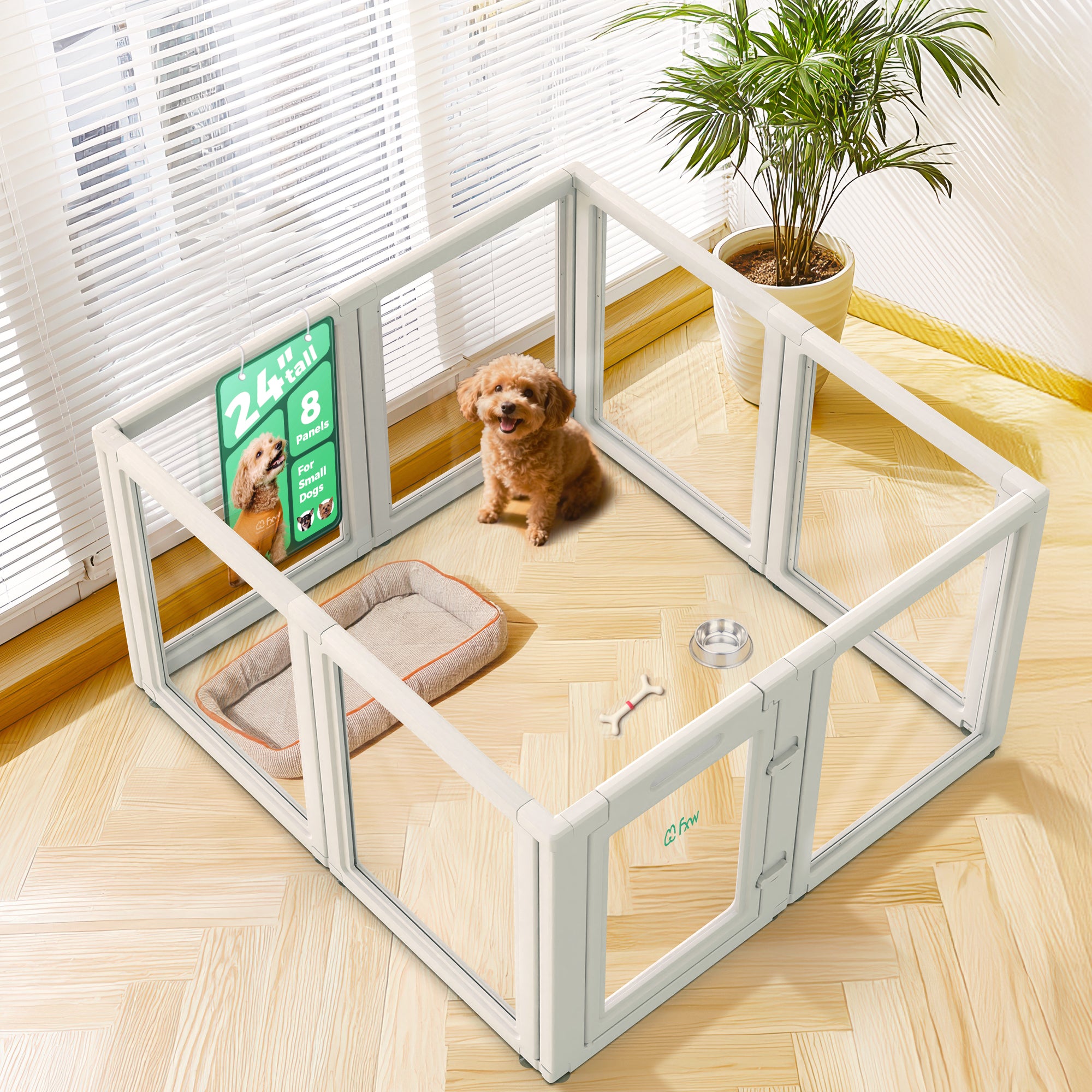 AuraSpace Acrylic Indoor Dog Playpen for Puppies and Small Dogs