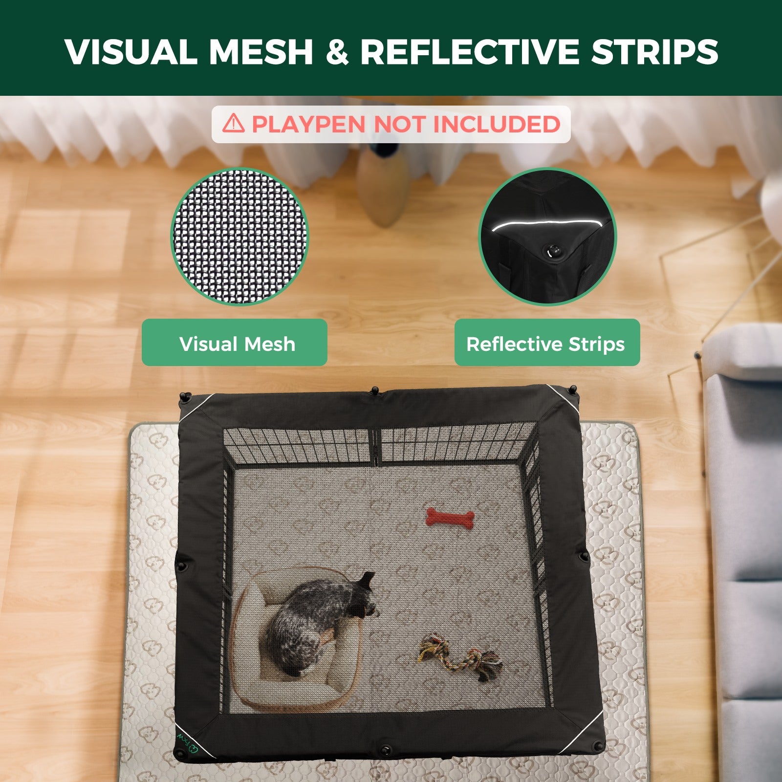 Bundle - Homeplus Dog Playpen & Black Playpen Cover (2 PCs) FXW