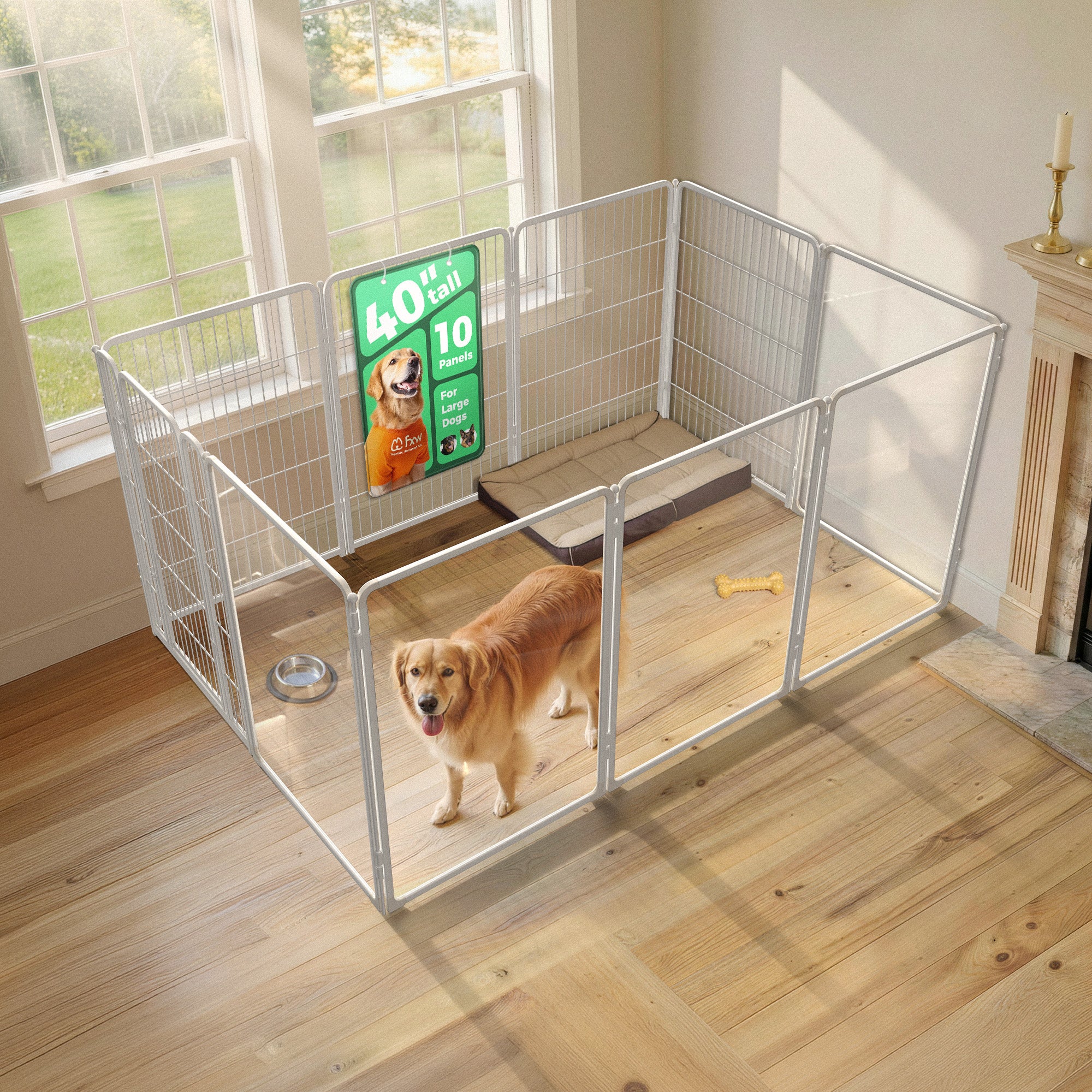 FXW Acrylic & Wire Mesh Indoor Dog Playpen