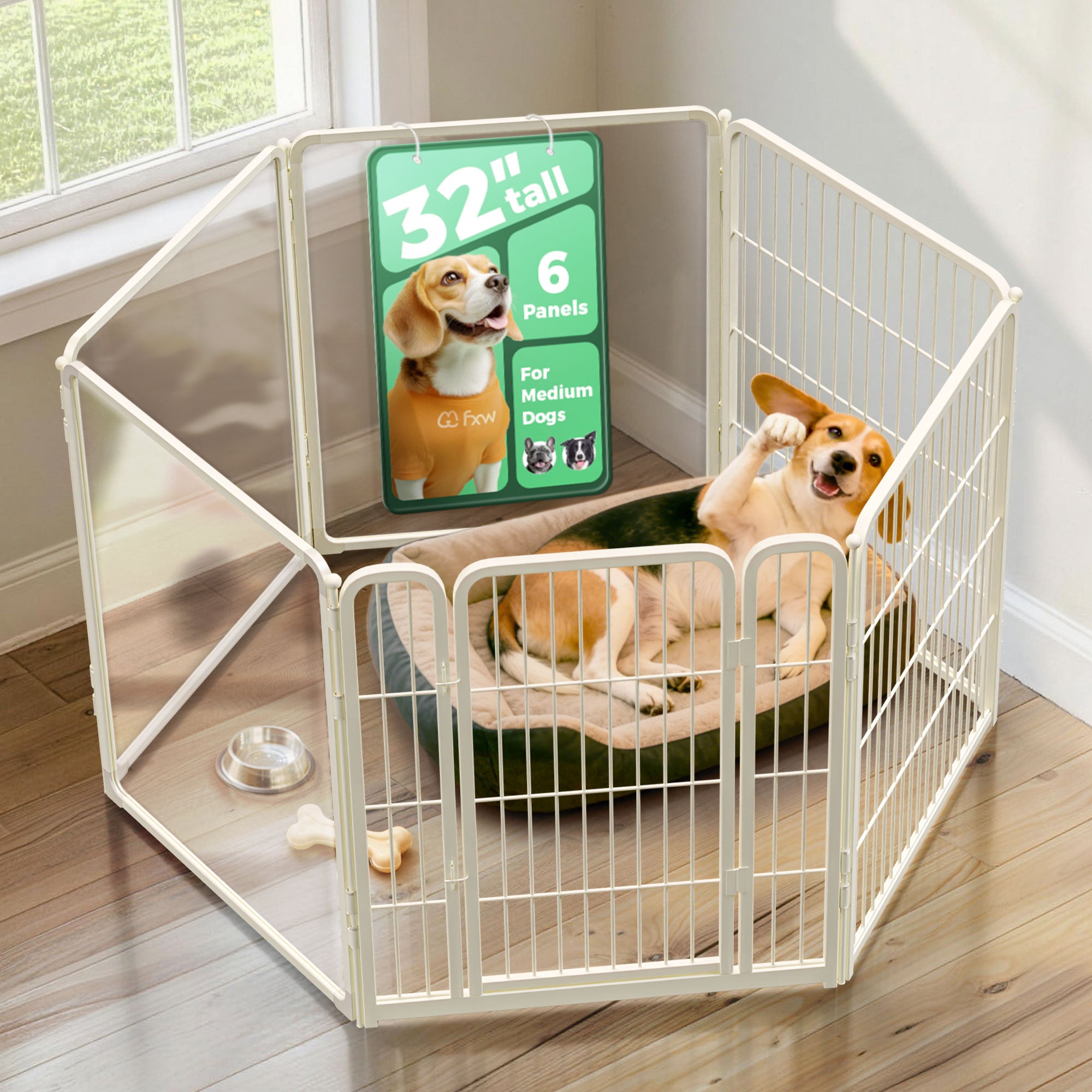 FXW Acrylic & Wire Mesh Indoor Dog Playpen