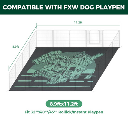 Let's ROLL RV Rug – Designed for RV Adventures with Your Dog 11.2'×9' Green FXW
