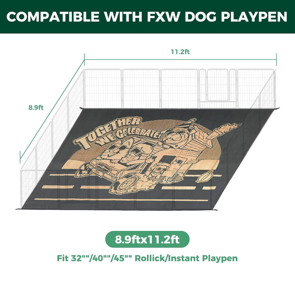 Let's ROLL RV Rug – Designed for RV Adventures with Your Dog 11.2'×9' Orange FXW