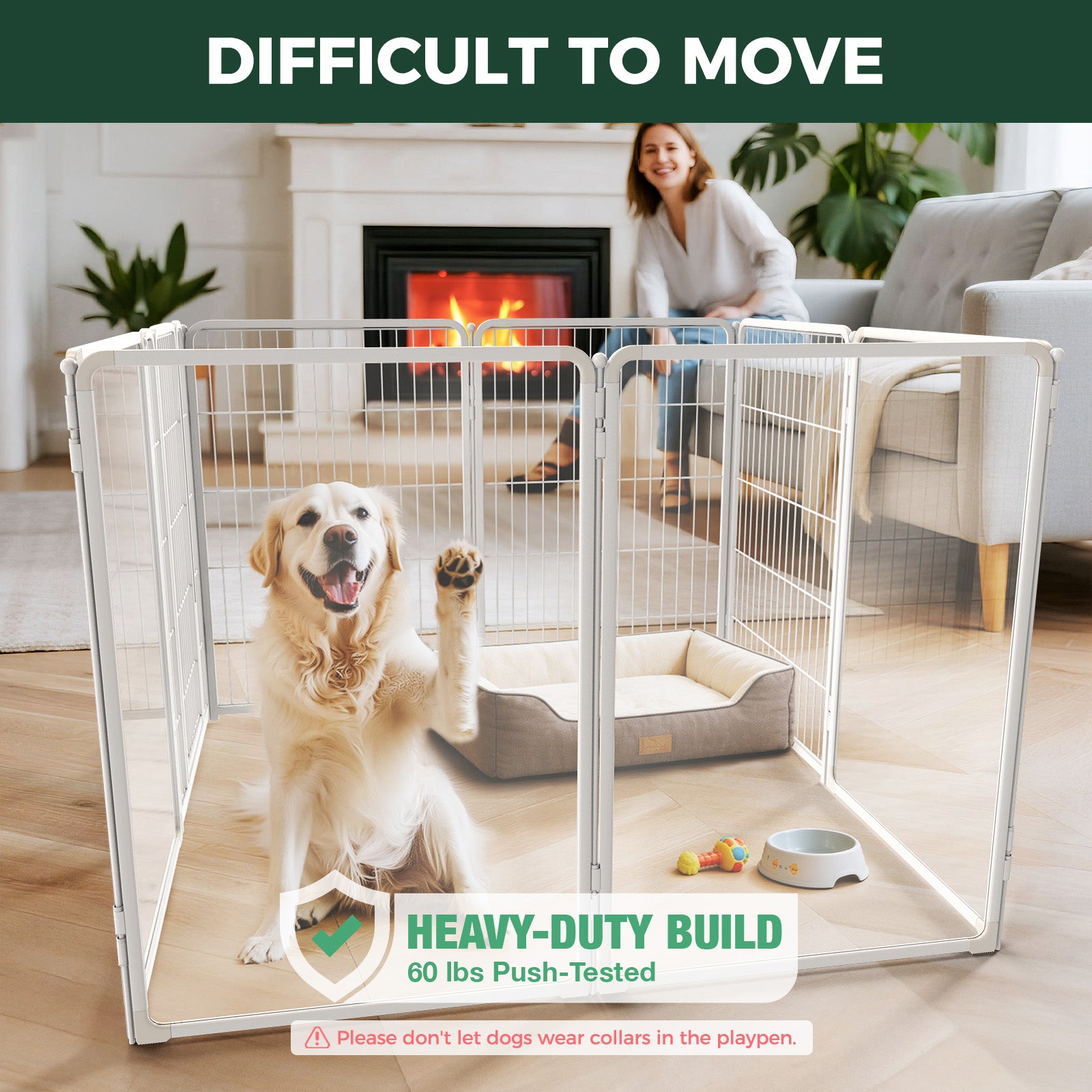 FXW Acrylic & Wire Mesh Indoor Dog Playpen