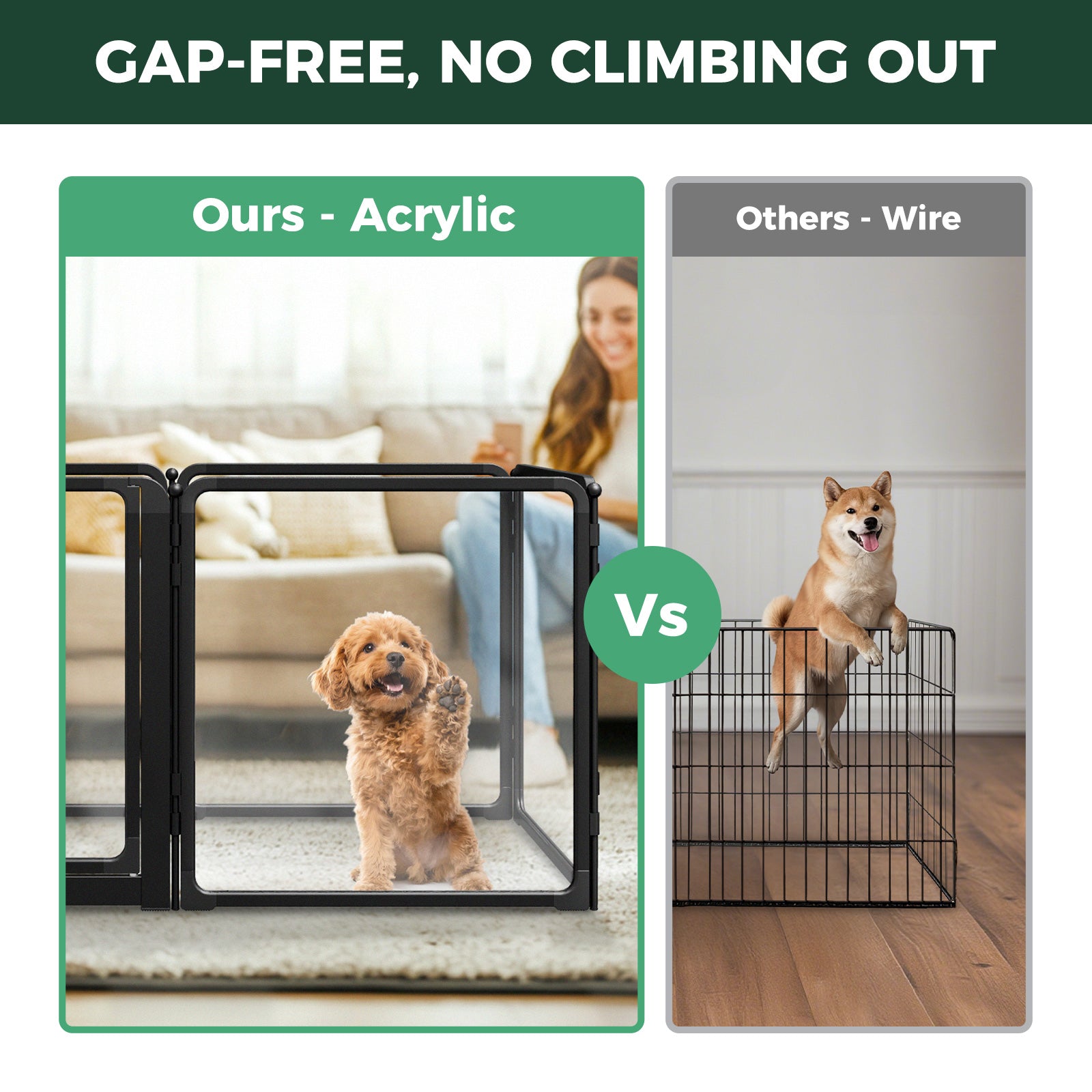 FXW AuraSpace Pro | Clear Acrylic Indoor Playpen for Dogs