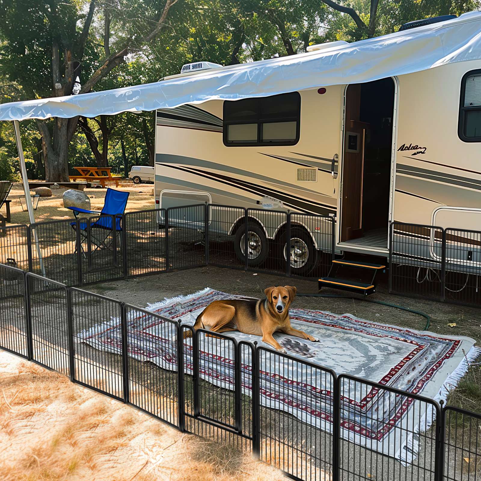 Dog Fence Dog Camper Trailer Portable Dog Fence For Camping FXW