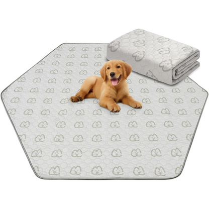 Washable Pee Pads for Housebreaking Your Dog 70'' x 63'' Hexagon Khaki FXW