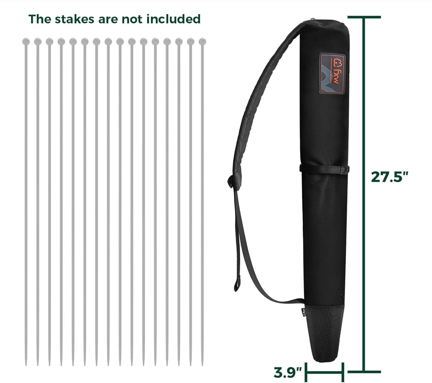 Stake Bag for Storing & Transporting Playpen Stakes 24 inch Black FXW