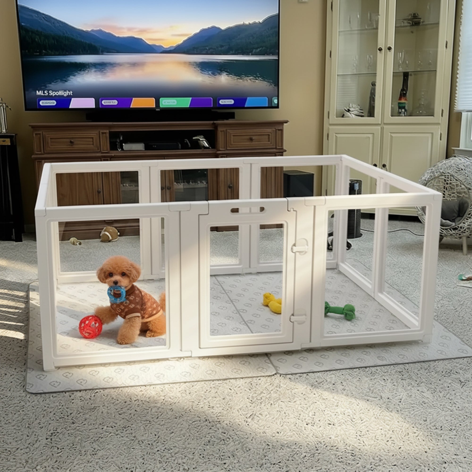 AuraSpace Acrylic Indoor Dog Playpen for Small to Medium Dogs