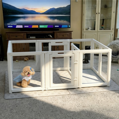AuraSpace Acrylic Indoor Dog Playpen for Small to Medium Dogs