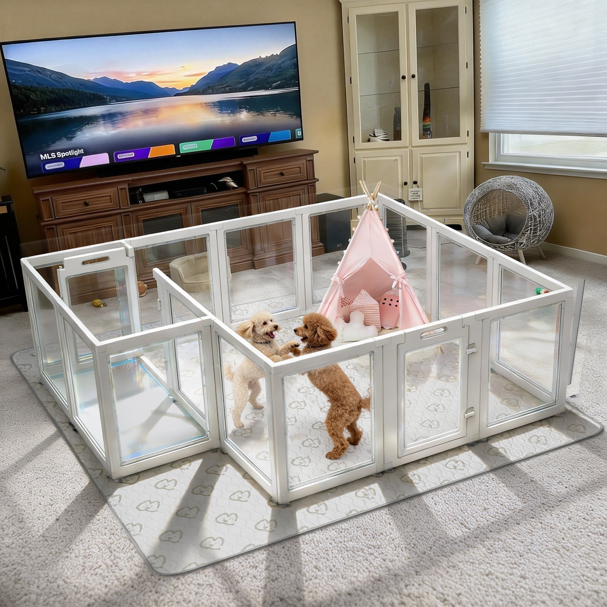AuraSpace Acrylic Indoor Dog Playpen for Small to Medium Dogs