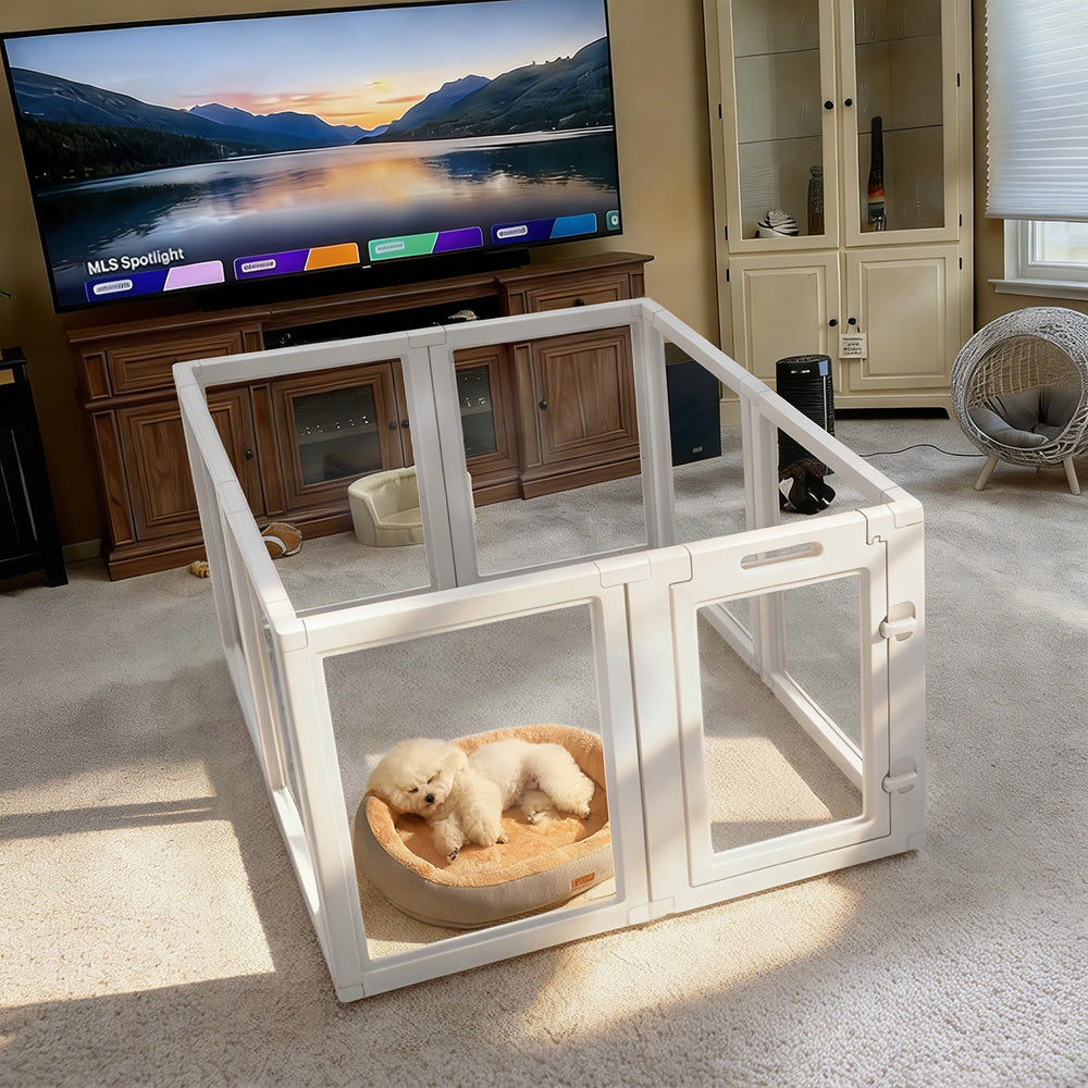 AuraSpace Acrylic Indoor Dog Playpen for Small to Medium Dogs