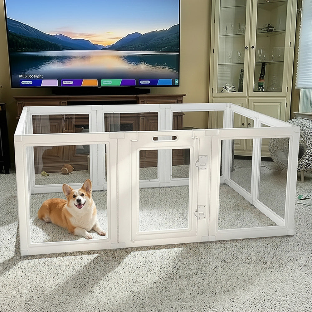 AuraSpace Acrylic Indoor Dog Playpen for Small to Medium Dogs