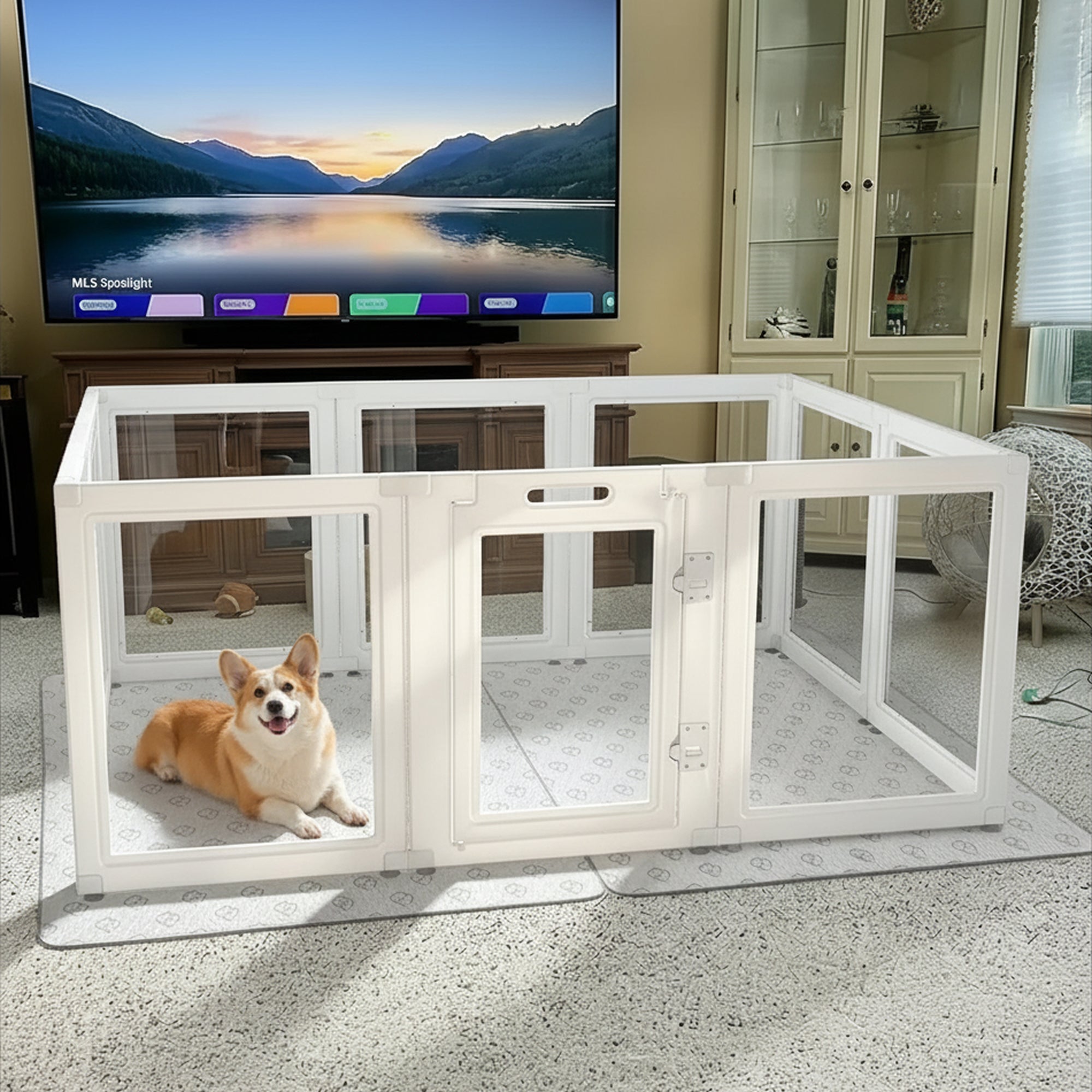 AuraSpace Acrylic Indoor Dog Playpen for Small to Medium Dogs