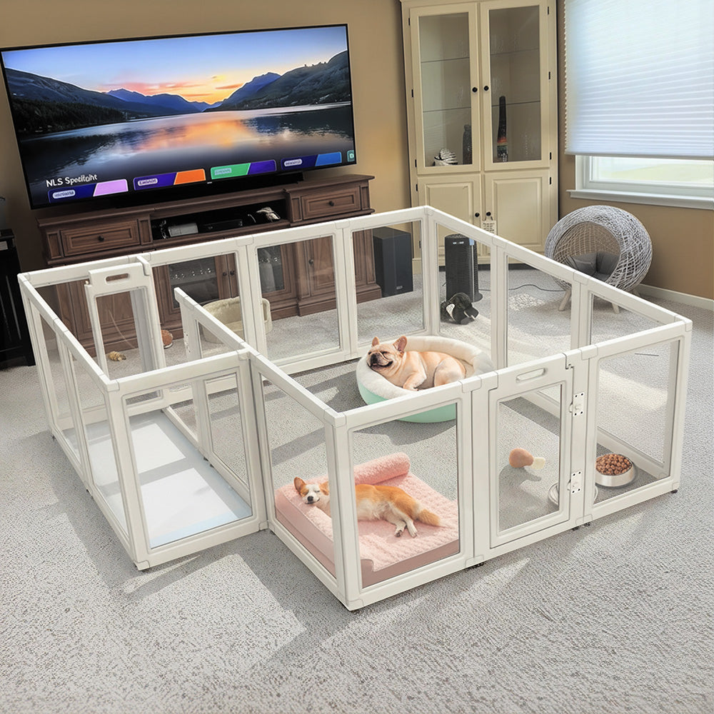 AuraSpace Acrylic Indoor Dog Playpen for Small to Medium Dogs