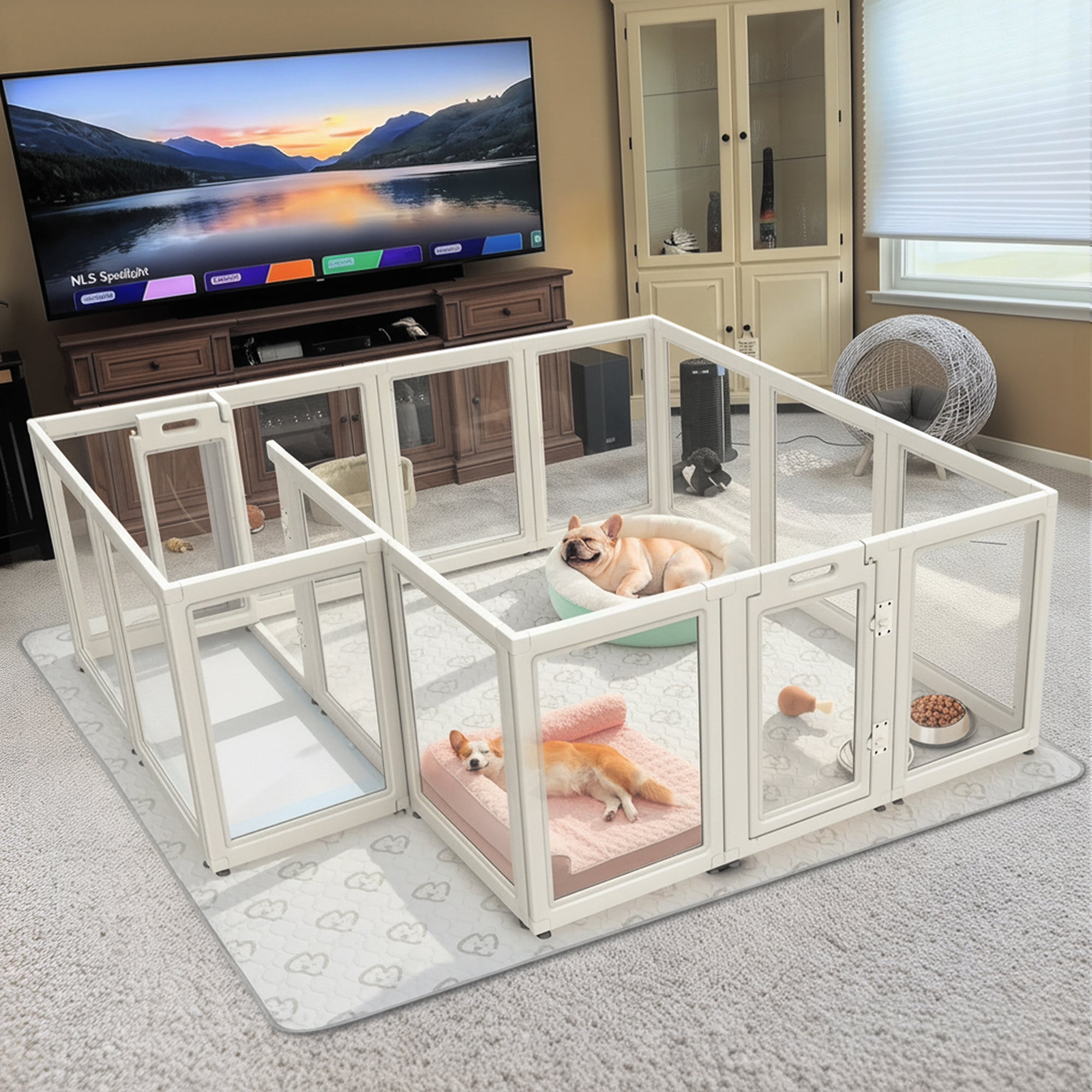AuraSpace Acrylic Indoor Dog Playpen for Small to Medium Dogs