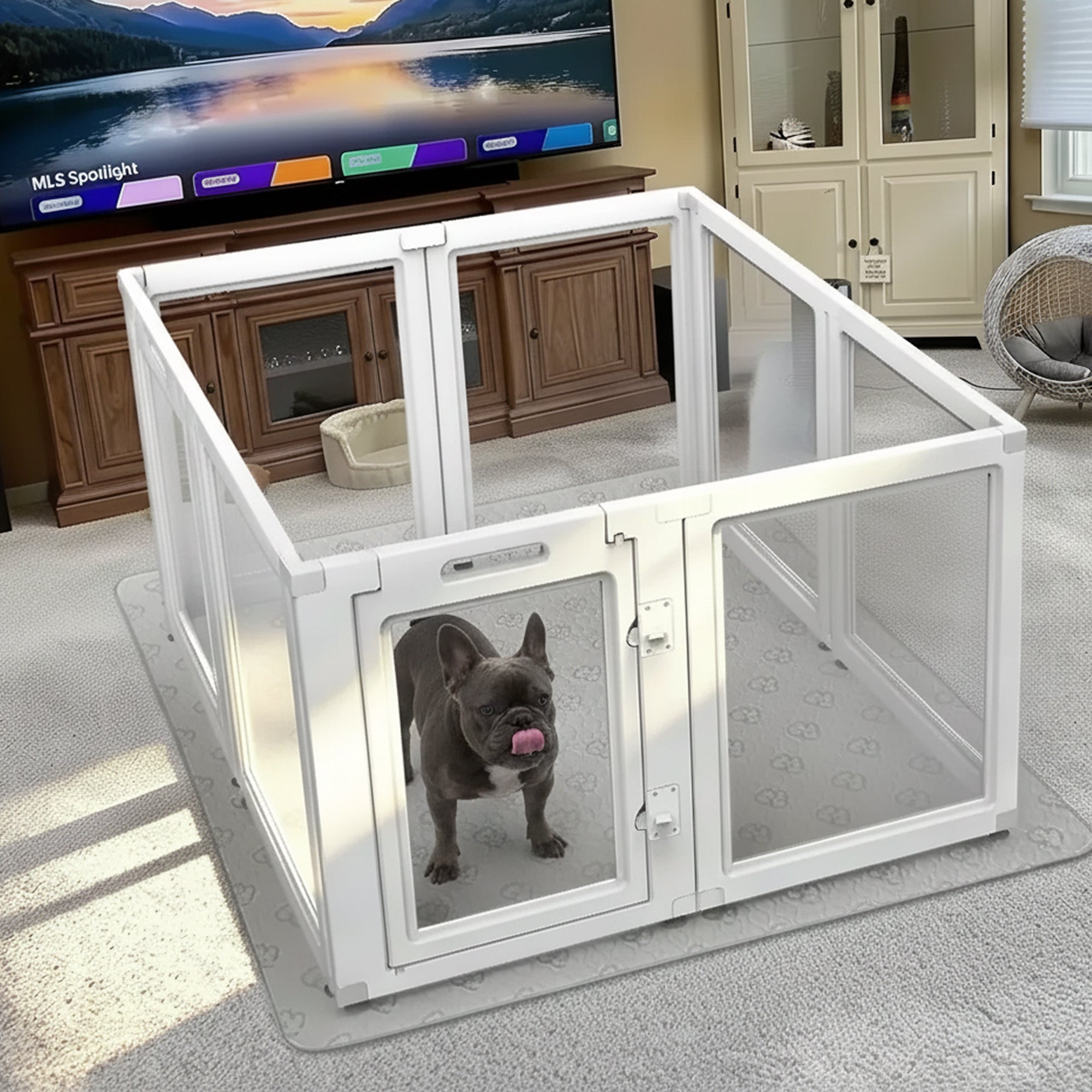 AuraSpace Acrylic Indoor Dog Playpen for Small to Medium Dogs
