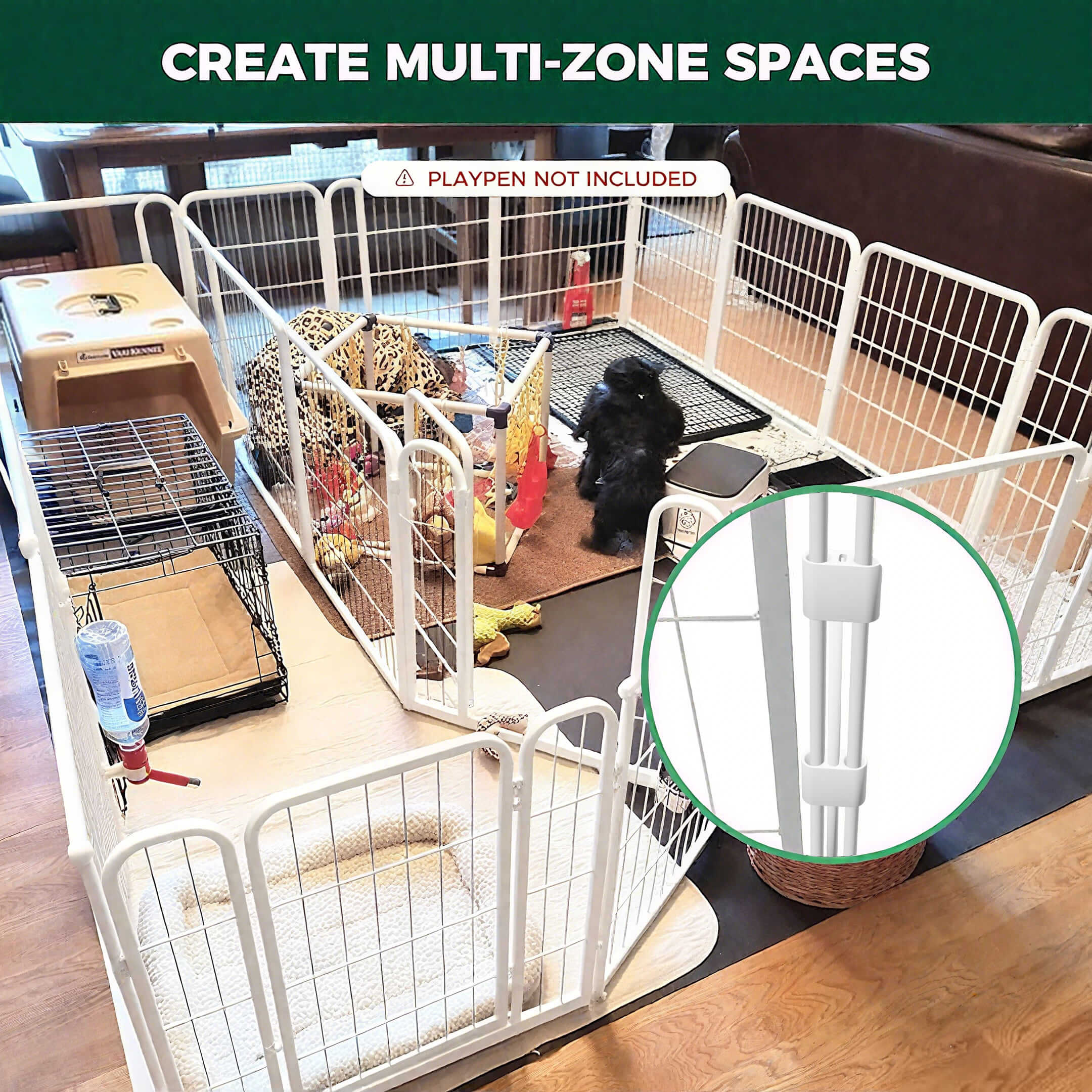 Dog Playpen Partition Connector (Pack of 2) Fits for Homeplus/Rollick/Instant Dog Playpen