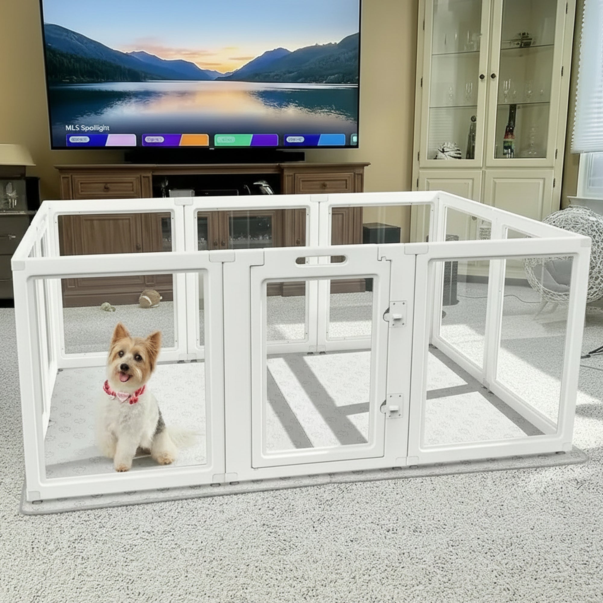 AuraSpace Acrylic Indoor Dog Playpen for Small to Medium Dogs