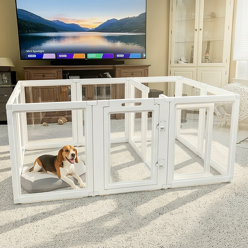 AuraSpace Acrylic Indoor Dog Playpen for Small to Medium Dogs