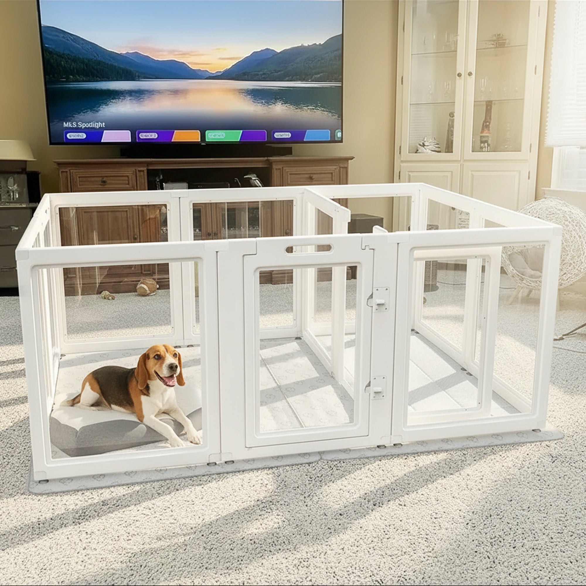 AuraSpace Acrylic Indoor Dog Playpen for Small to Medium Dogs