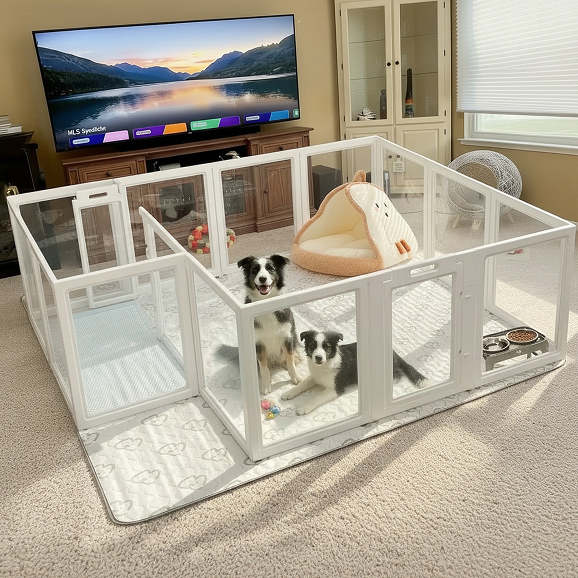AuraSpace Acrylic Indoor Dog Playpen for Small to Medium Dogs