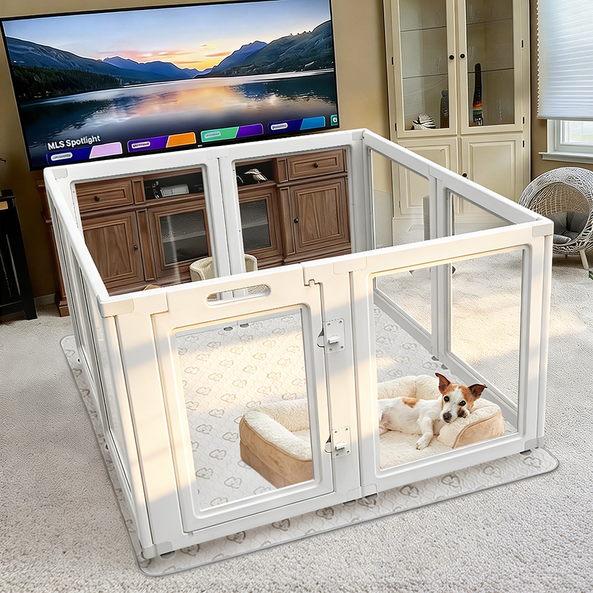AuraSpace Acrylic Indoor Dog Playpen for Small to Medium Dogs