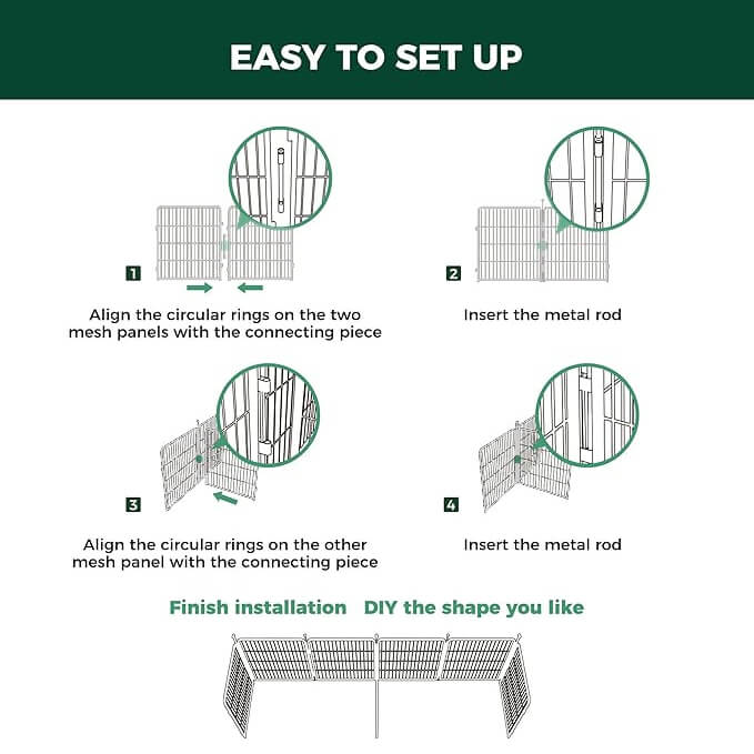 Dog Playpen Partition Connector (Pack of 2) Fits for Homeplus/Rollick/Instant Dog Playpen