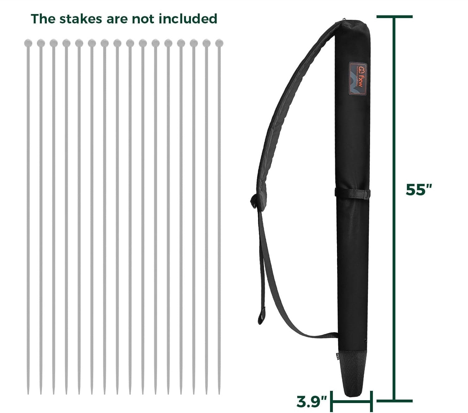 Stake Bag for Storing & Transporting Playpen Stakes 50 inch Black FXW