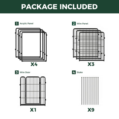 FXW Acrylic & Wire Mesh Indoor Dog Playpen