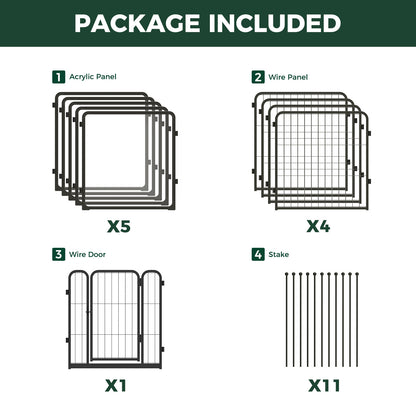 FXW Acrylic & Wire Mesh Indoor Dog Playpen