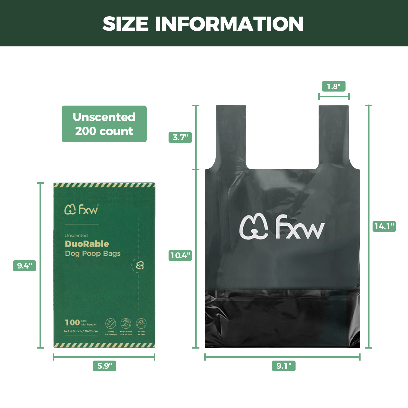 FXW Dog Poop Bags 2-ply Extra Thick Leak Proof