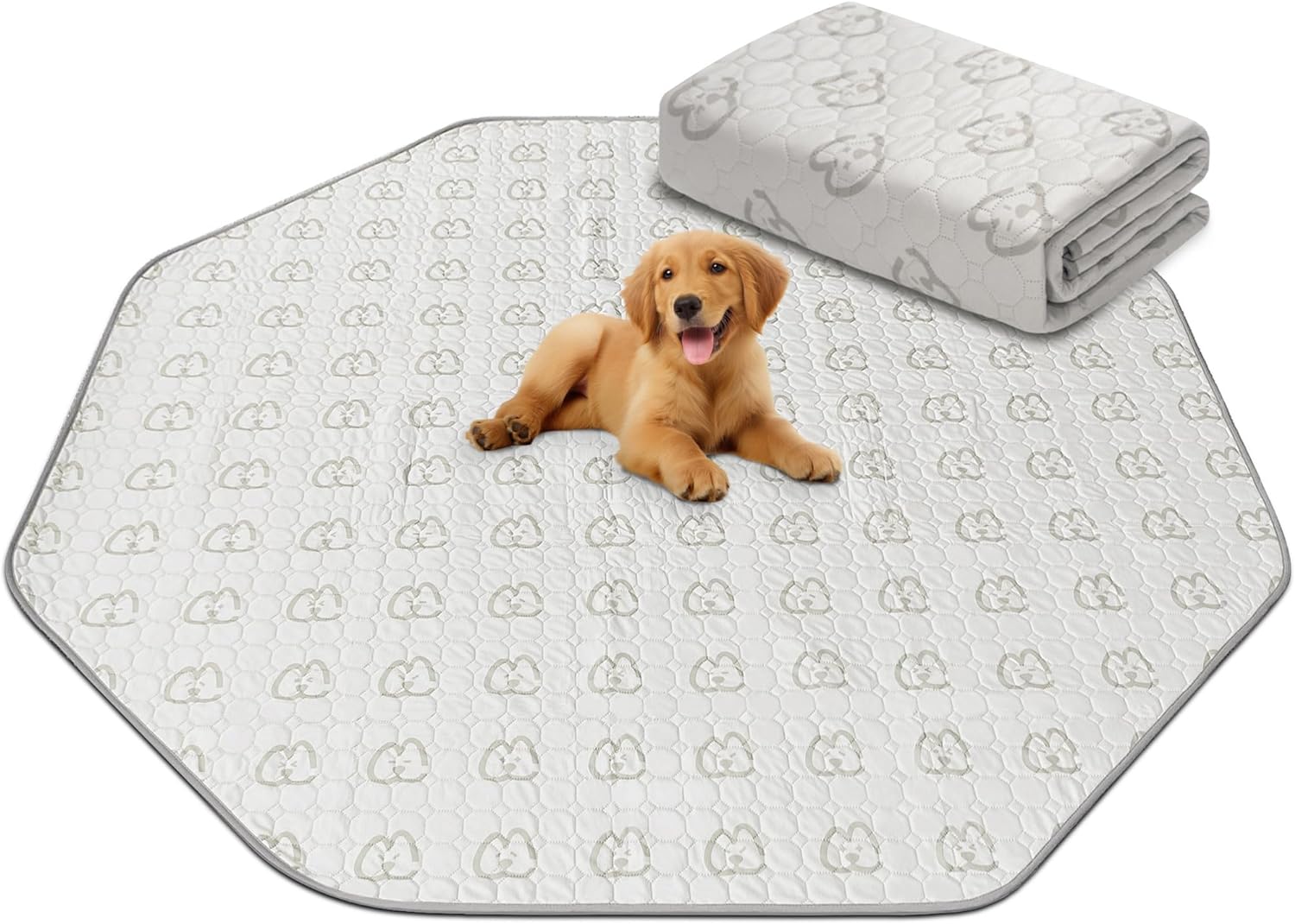 Washable Pee Pads for Housebreaking Your Dog 83'' x 83'' Octagon Khaki FXW