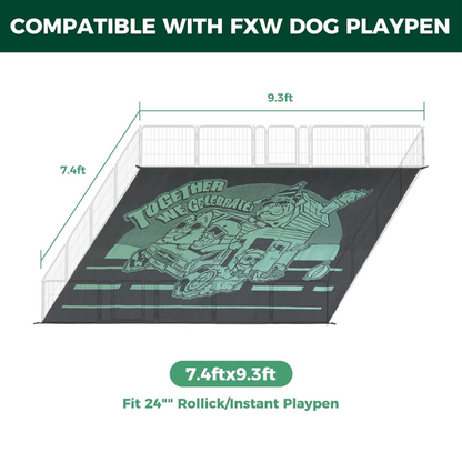 Let's ROLL RV Rug – Designed for RV Adventures with Your Dog 9.3'×7.4' Green FXW