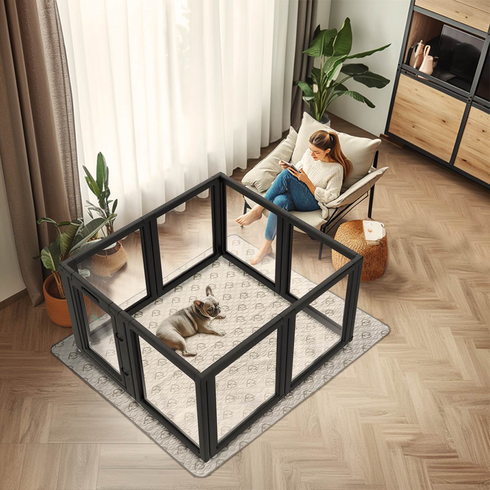 AuraSpace Acrylic Indoor Dog Playpen for Puppies and Small Dogs