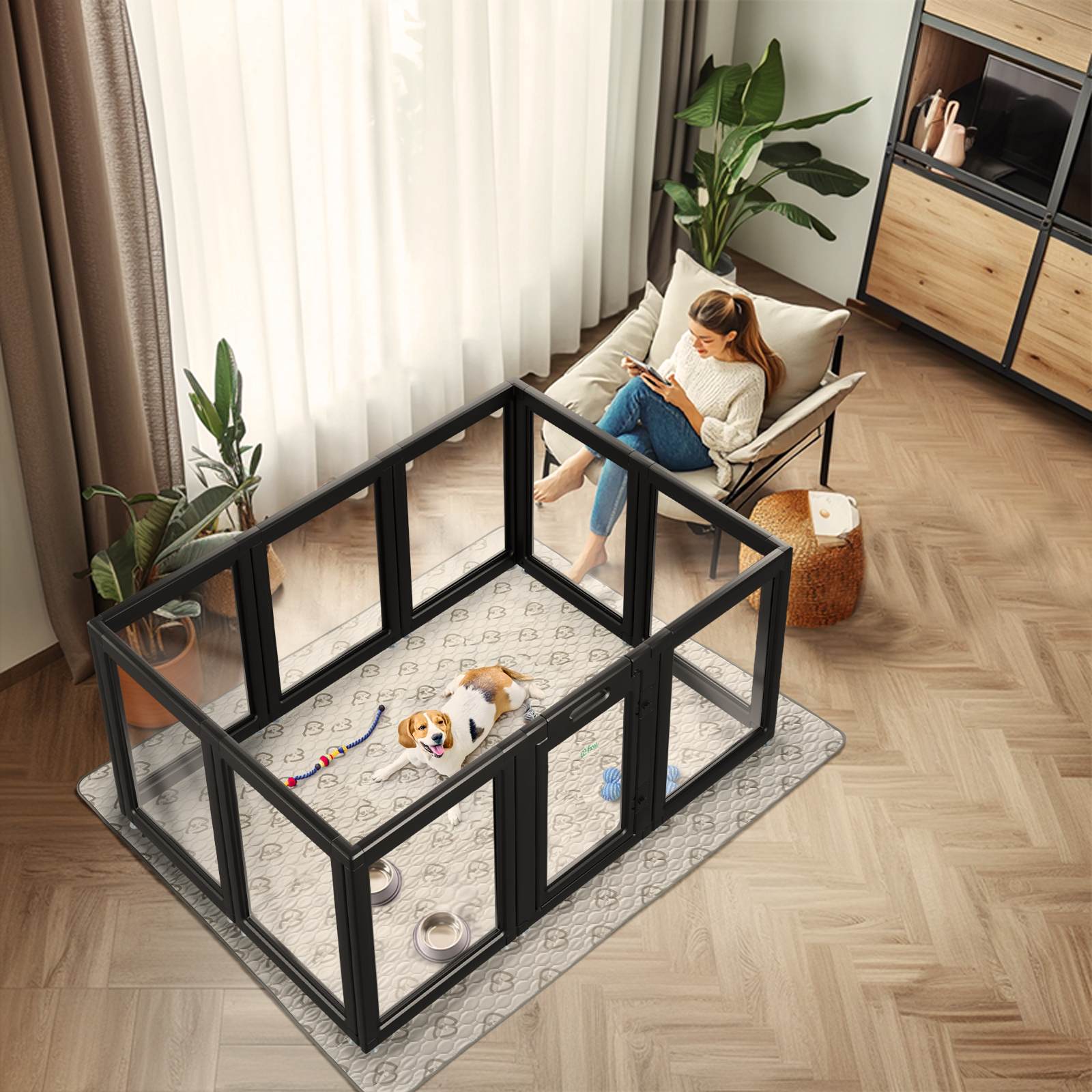 AuraSpace Acrylic Indoor Dog Playpen for Puppies and Small Dogs