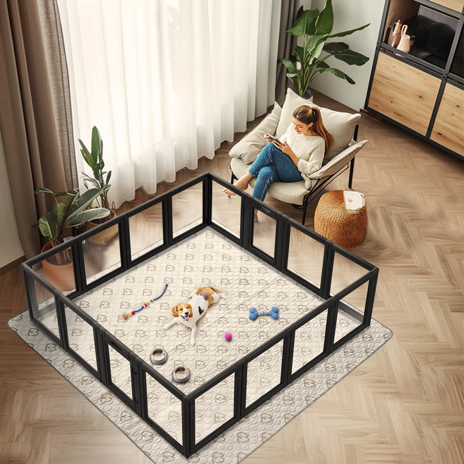 AuraSpace Acrylic Indoor Dog Playpen for Puppies and Small Dogs