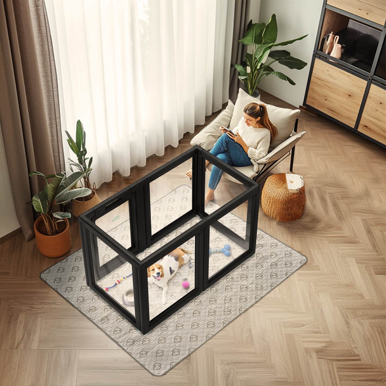 AuraSpace Acrylic Indoor Dog Playpen for Puppies and Small Dogs