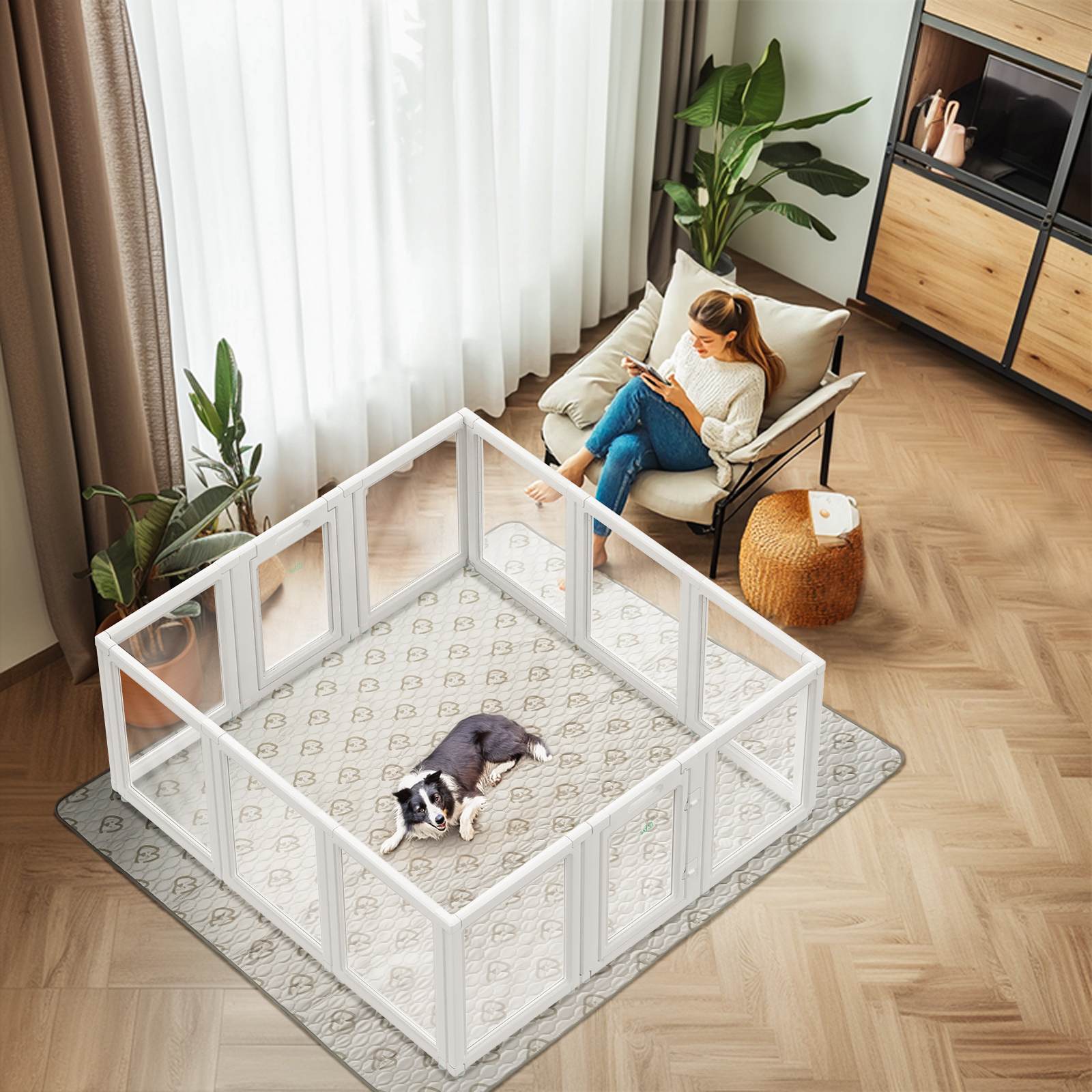 AuraSpace Acrylic Indoor Dog Playpen for Puppies and Small Dogs