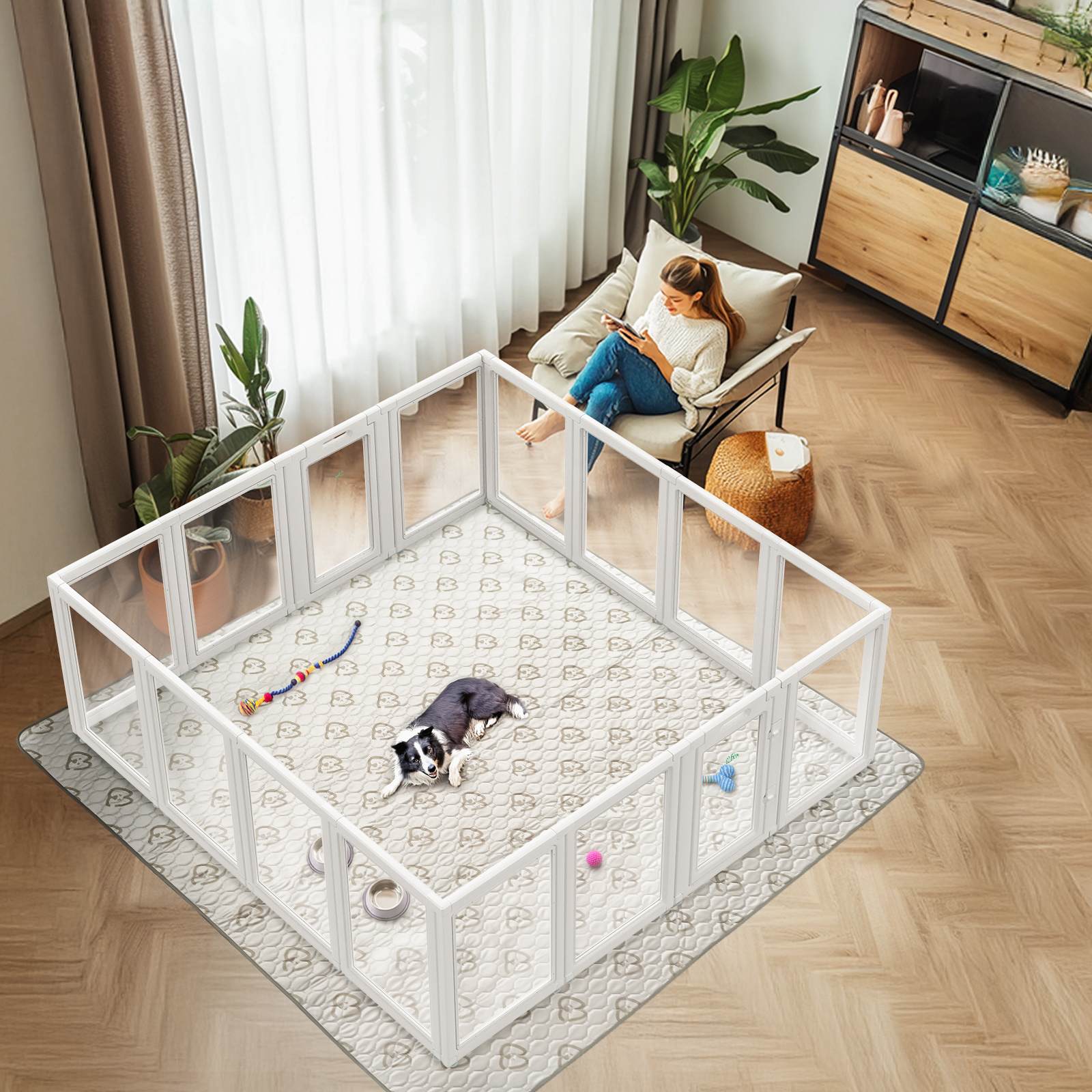 AuraSpace Acrylic Indoor Dog Playpen for Puppies and Small Dogs