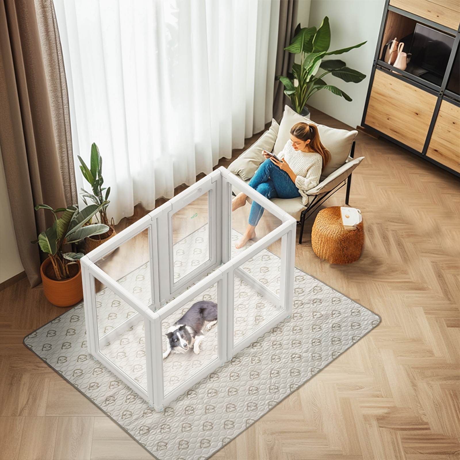 AuraSpace Acrylic Indoor Dog Playpen for Puppies and Small Dogs