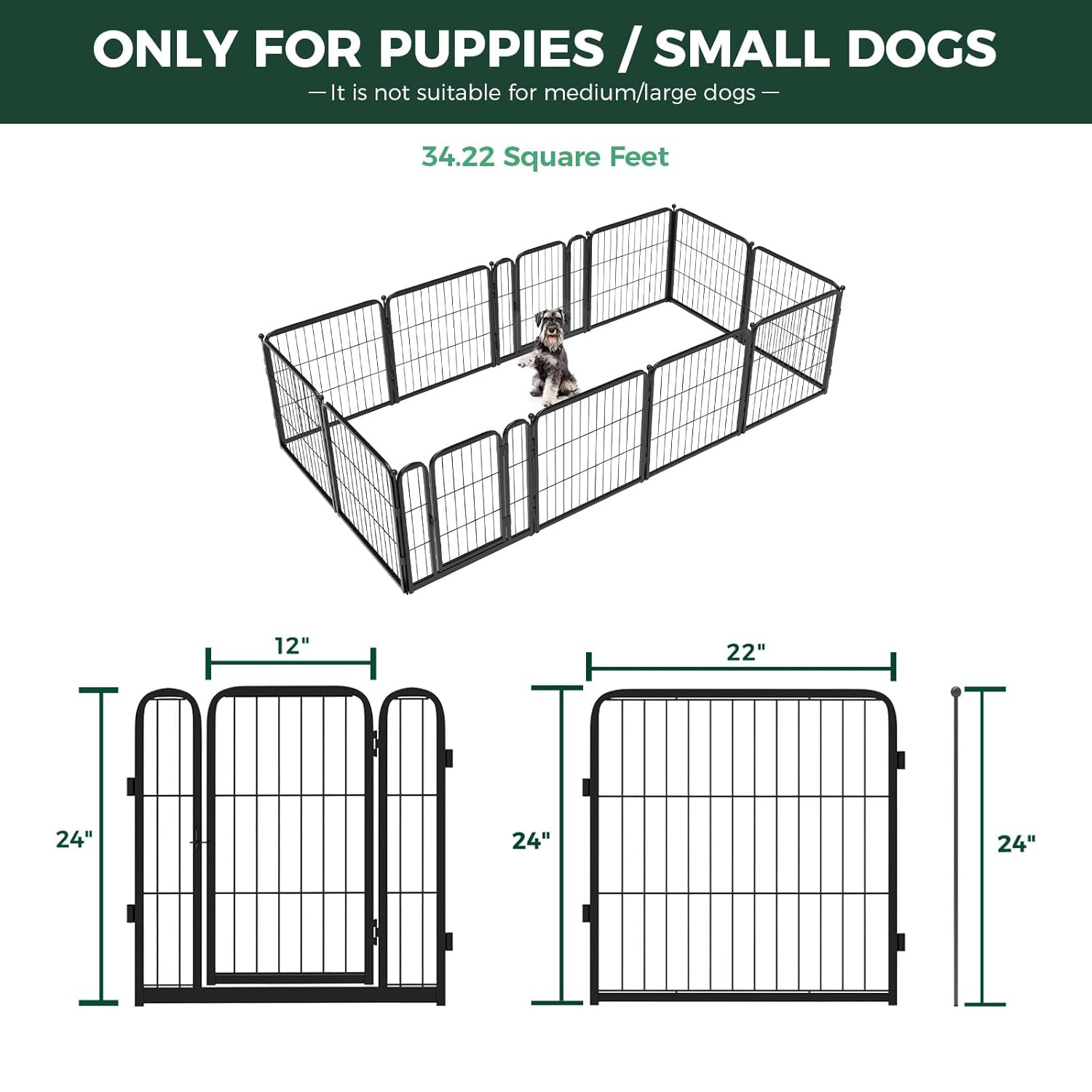 Bundle - Black Homeplus Dog Playpen & Dog Playpen Partition Connector(Pack of 2)