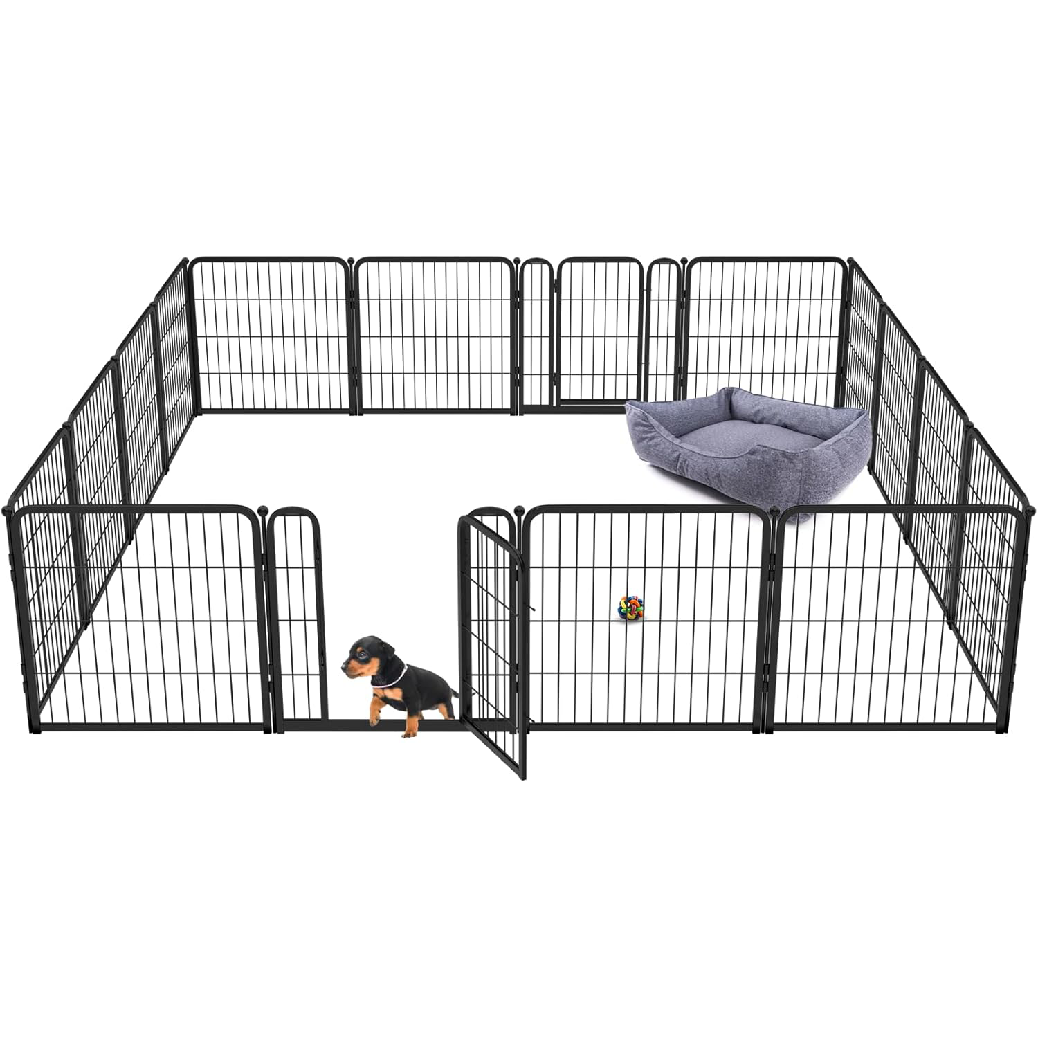 Bundle - Black Homeplus Dog Playpen & Dog Playpen Partition Connector(Pack of 2)