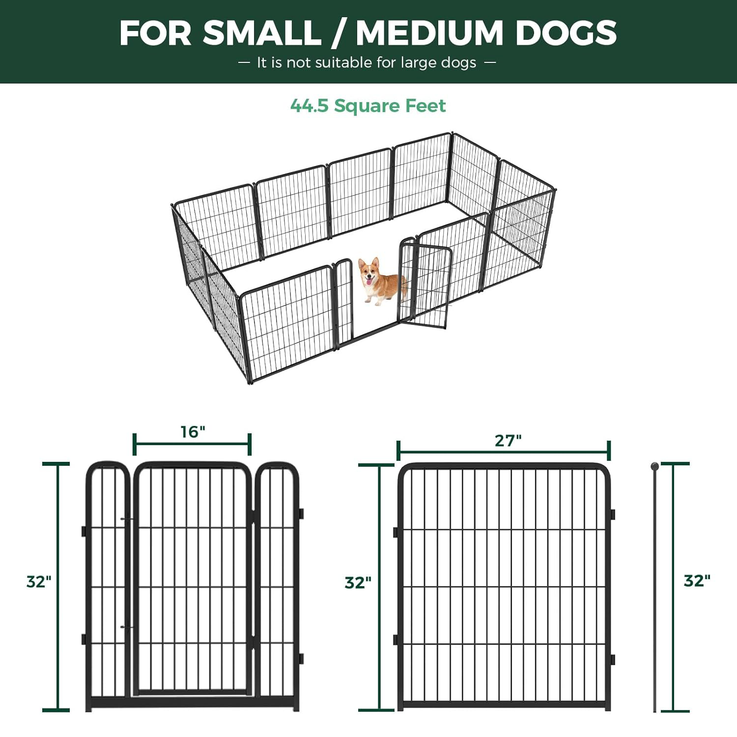 Bundle - Black Homeplus Dog Playpen & Dog Playpen Partition Connector(Pack of 2)