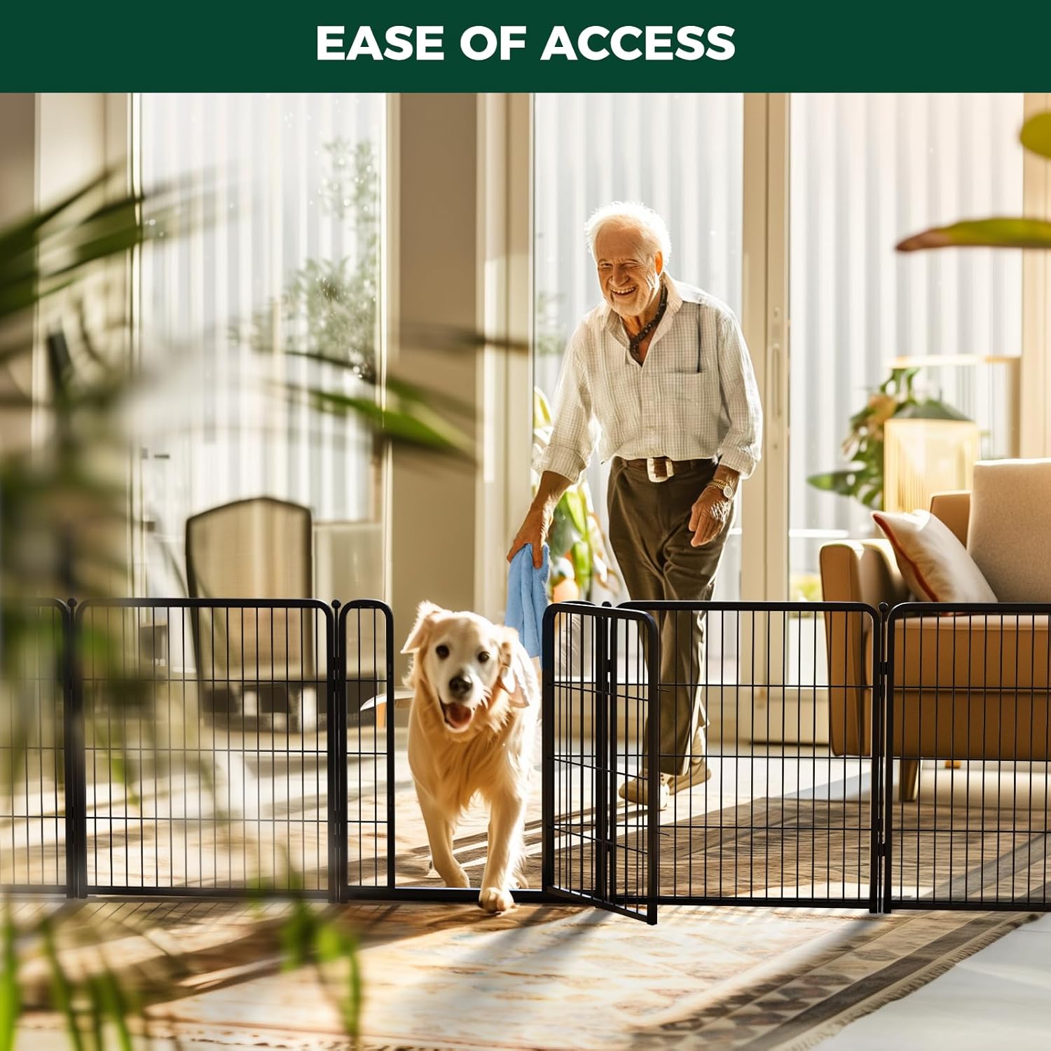 Bundle - Black Homeplus Dog Playpen & Dog Playpen Partition Connector(Pack of 2)