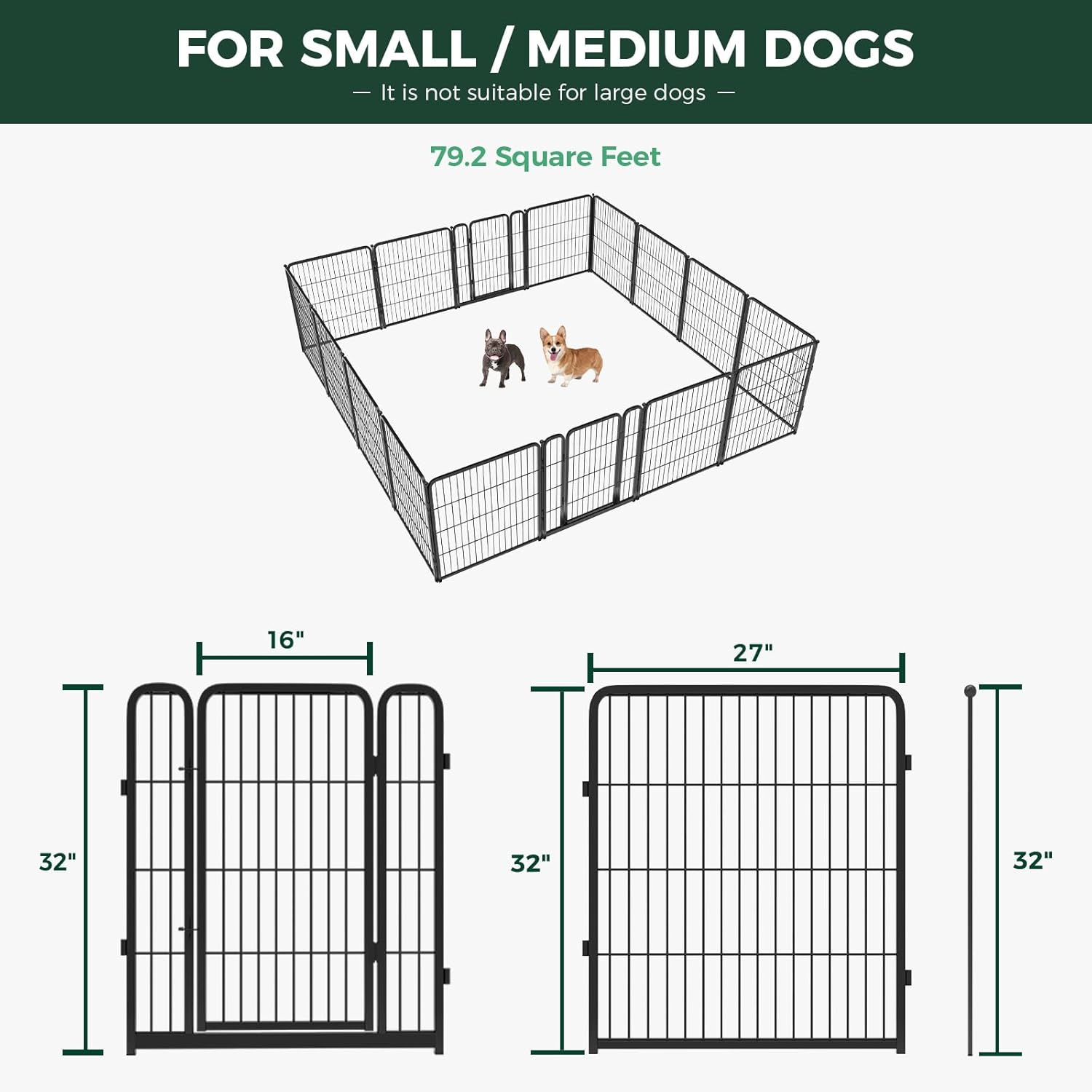 Bundle - Black Homeplus Dog Playpen & Dog Playpen Partition Connector(Pack of 2)