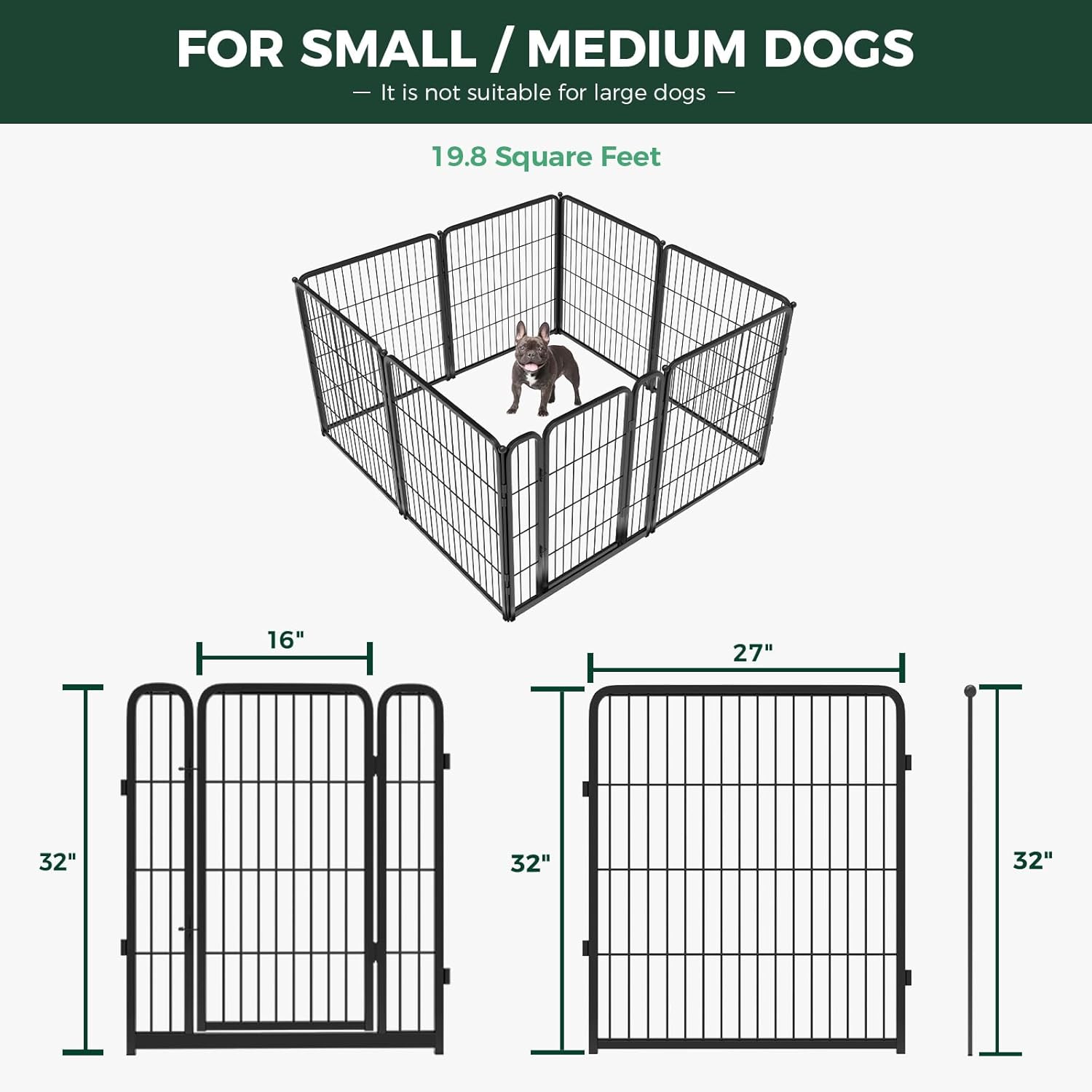 Bundle - Black Homeplus Dog Playpen & Dog Playpen Partition Connector(Pack of 2)