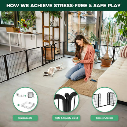 Bundle - Black Homeplus Dog Playpen & Dog Playpen Partition Connector(Pack of 2)